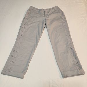 Style & Co  Women's Size 4  Capri Cropped  Pants  Gray  mid-rise Eyelet  Cuffed
